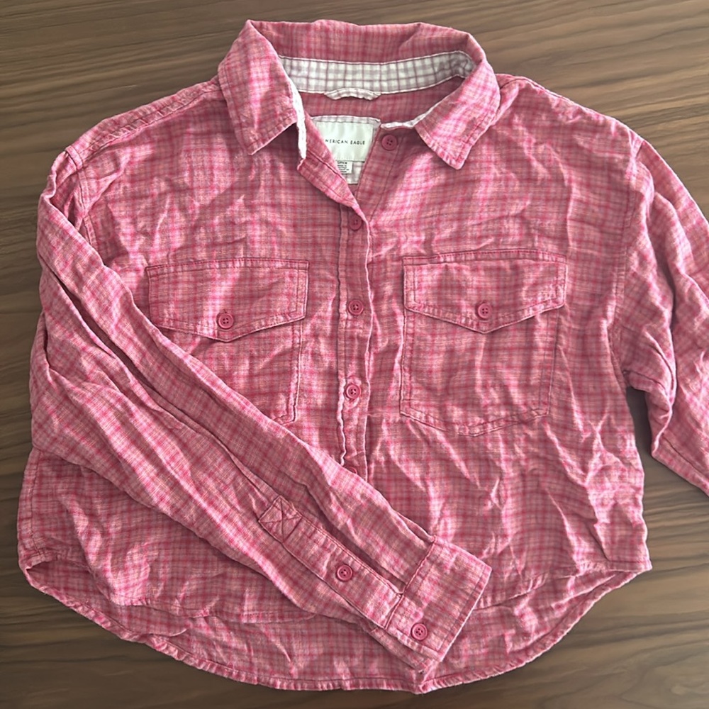 BOGO American Eagle Crop Flannel Shirt